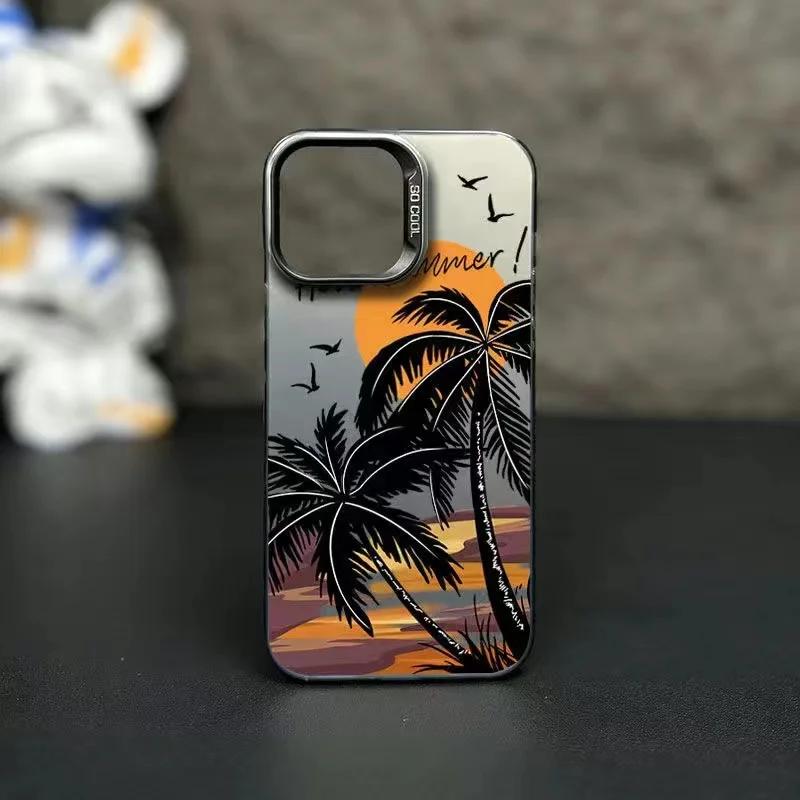 Kokospalme Silberne Handyhülle Für iPhone 11 12 13 14 15 Pro Max X XR XS Max 7 8 15 Plus SE Sommerlandschaft Stoßfeste Hartschale