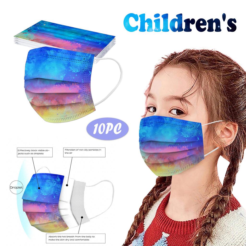 Children's Disposable Tie-dye Starry-sky Printed Mask Disposable Face Mask Ear Loop Mask 10PCS