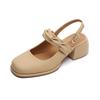 713-3 Half-bag Head Sandals Women's 2025 Summer New French Style with Skirt Medium Thick Heel Summer Single Shoes