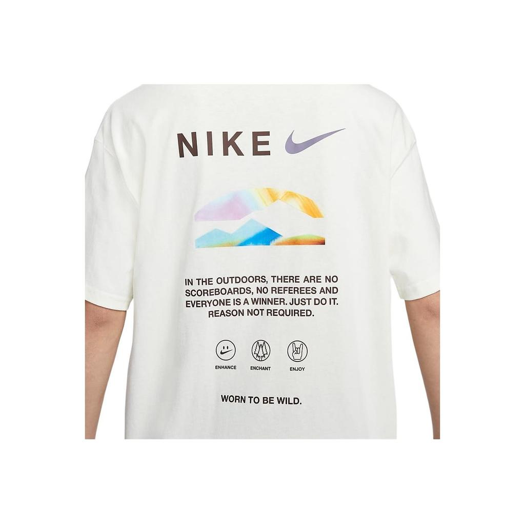 Nike Solid Color Logo Print Round Neck Short Sleeve Drop Shoulder T-Shirt Men Tops White HF6172-133