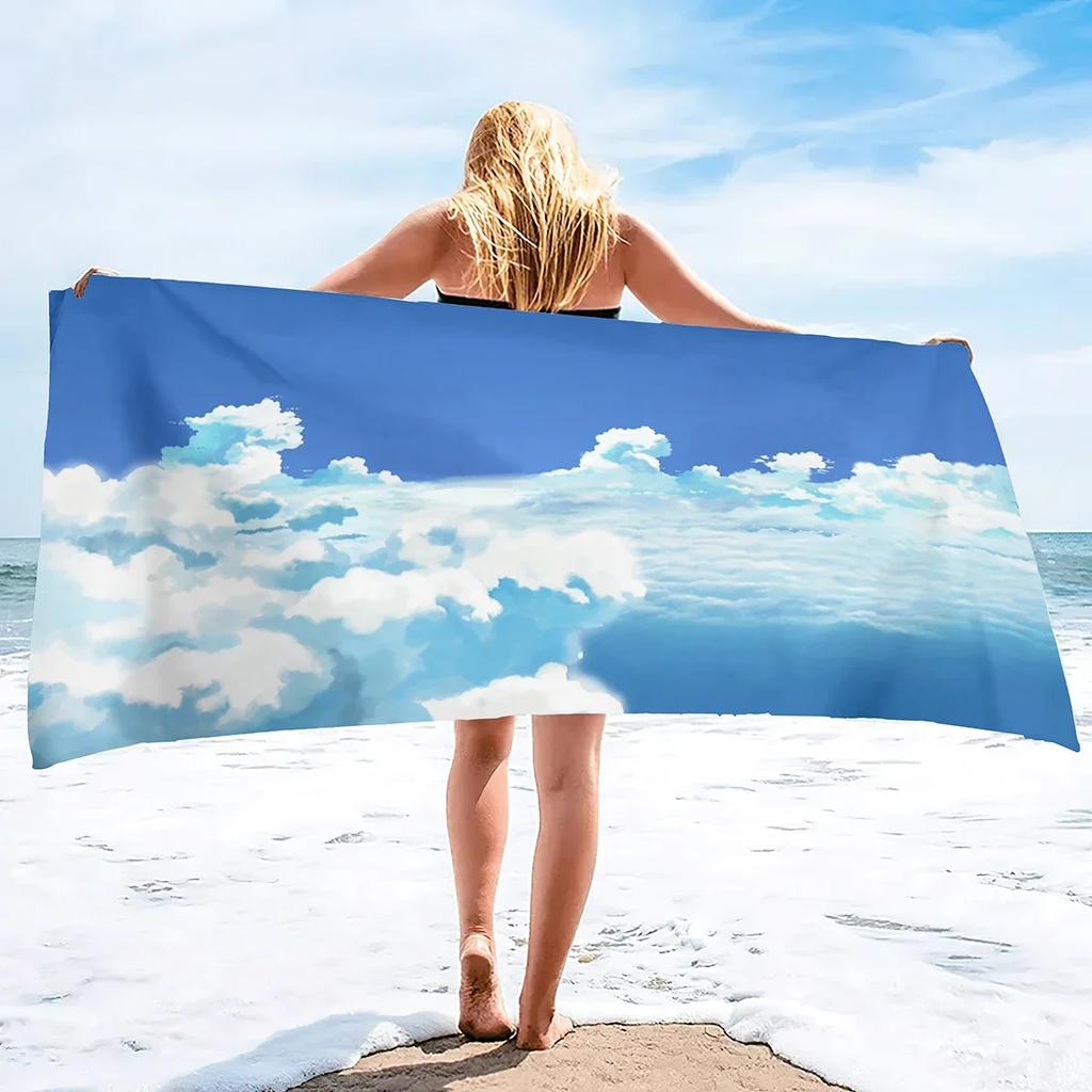 Serviettes de Plage Sky pour Adultes et Serviettes de Piscine Absorbantes en Velours avec Serviette de Plage Légère à Séchage Rapide Serviette de Natation d'Été