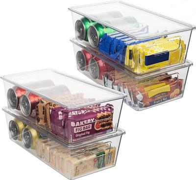 1/2PC Refrigerator Organizer Bin Stackable Food Fridge Storage Box With Lids Clear Plastic Food Freezer Pantry Kitchen Organizer