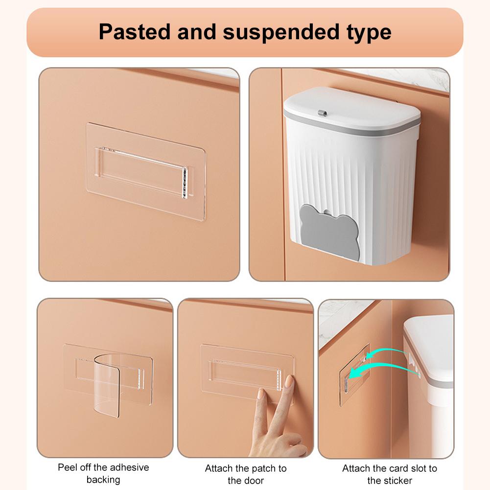 11L/3gal Wall Mounted Hanging Waste Bin with Lid Cabinet Door Trash Can Household Food Garbage Bin for Counter Top Or Under Sink