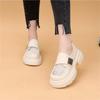 Breathable Mesh Loafers Women's 2025 Spring New Velcro Single Shoes Platform Mesh Hollowed Out One Pedal Leather Shoes