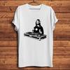 DJ Mona Lisa Da Vinci MonaLisa Funny Humorous T ShirtHomme White Casual Short Sleeve TshirtStreetwear Unisex Tee Breathable