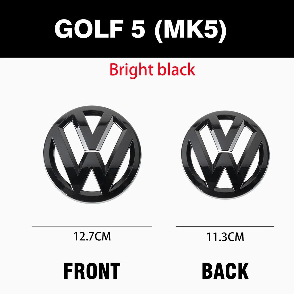 W125For VW Volkswagen Jetta MK5 Golf 1set Glossy Car Front Grill Badge Emblem Stickers Car Logo Accessories For Volkswagen MK6 MK4 M