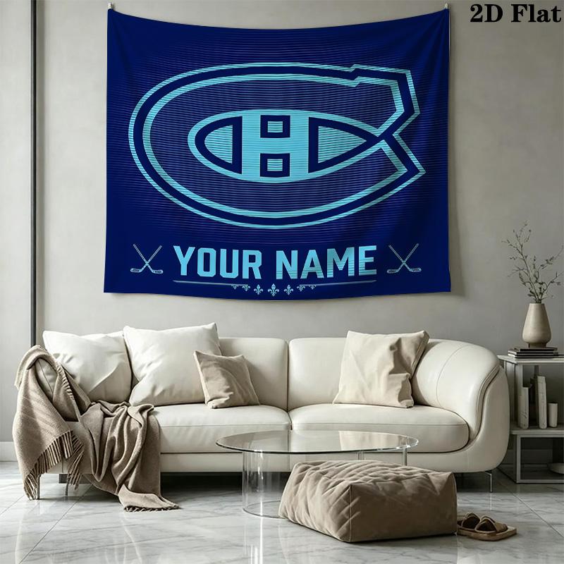 Custom Name Montreal CanadiensPrinted Tapestry – Wall Hanging for Bedrooms, Dorms, and Home Decor