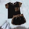 Toddler Kids Baby Girl Summer Outfits Short Sleeve T Shirt Top Leopard Shorts Pants Clothes Set