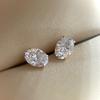 925 Sterling Silver Electroplated 18K Gold Oval Zircon Earrings for Women Fashion Temperament Jewelry Gift