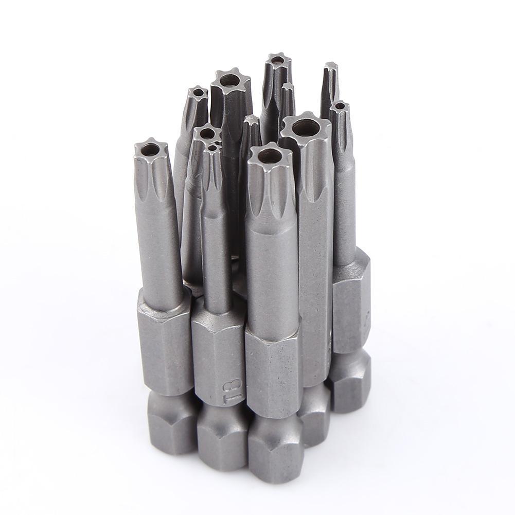 12-teiliges Schraubendreher-Bit-Set mit 1/4 Zoll Schaft und 50 mm Stahl, magnetisch, Stern-Schraubendreher-Bits, T5-T40