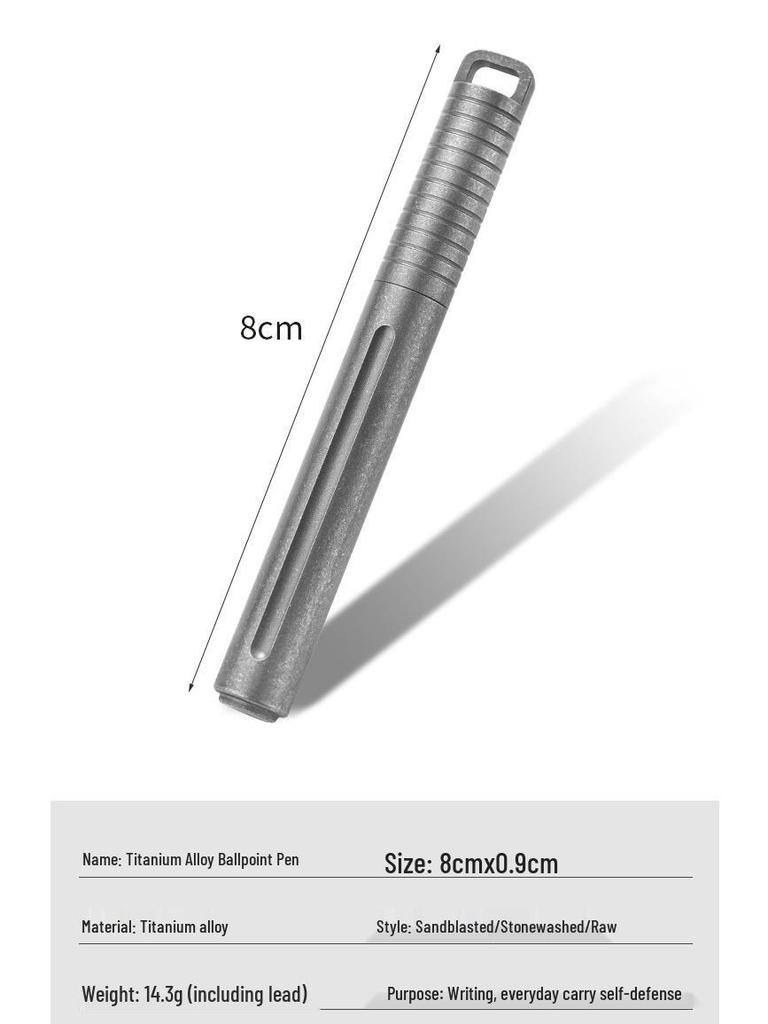 Pix Tactic EDC din Aliaj de Titan - Scurt cu Clip de Talie pentru Exterior, Stilou cu Bilă pentru Autoapărare, Unisex