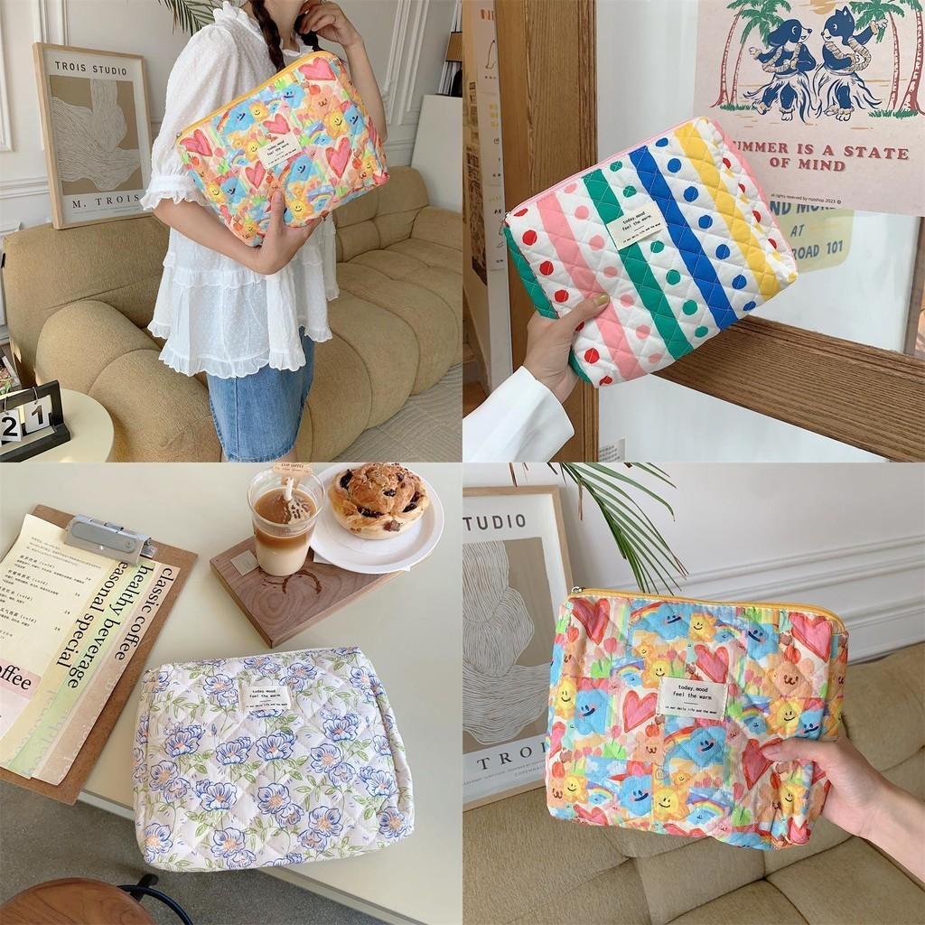 Colorful Striped Polka Dot Cosmetic Case Handheld Sewing Cotton Travel Bag