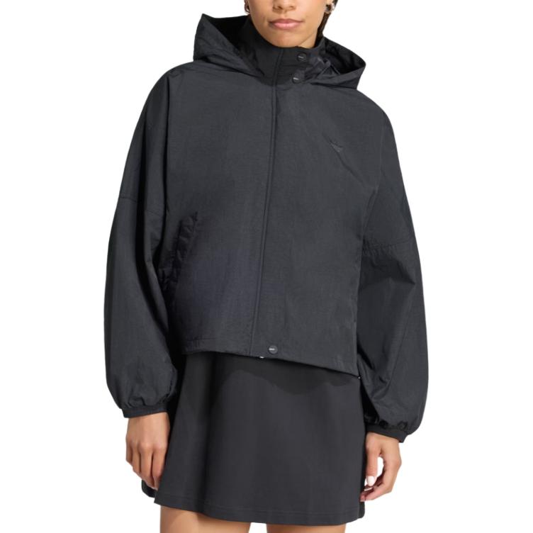 Adidas Originals Lightweight Logo Hooded Loose Fit Zip-Up Long Sleeve Jacket Women jackets KW7393