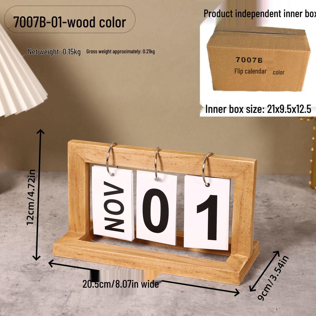 Simple Wood Flip Calendar: Perpetual Desk Ornament & Photo Prop