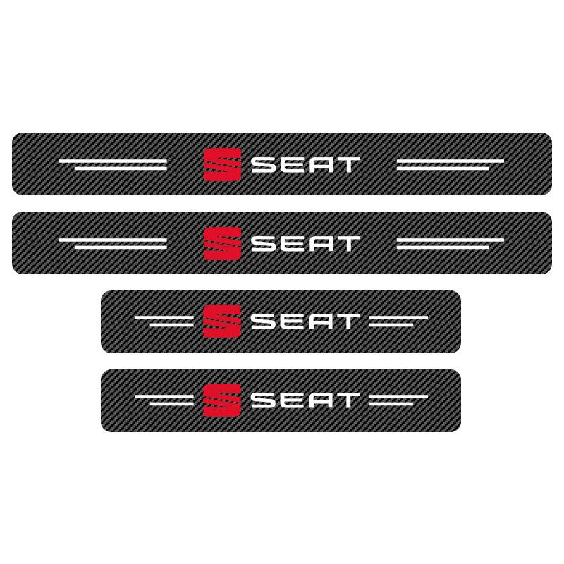 

4 шт. Накладки на пороги дверей автомобиля из углеродного волокна, защитные наклейки для SEAT Toledo Cordoba MK3 Leon FR 5 6 MII Altea 5F Ibiza Alhambra чёрный