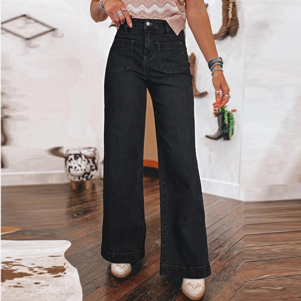 Women's Retro High Waist Wide Leg Straight Street Wide Leg Jeans