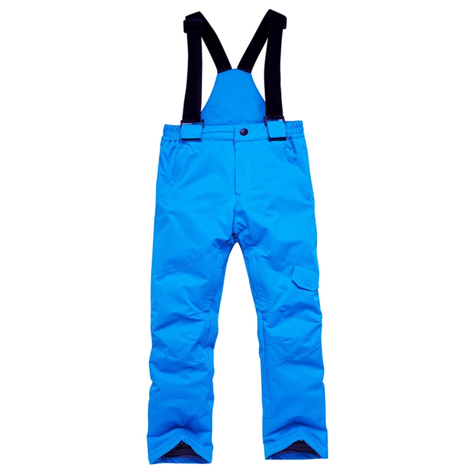 

Детские лыжные брюки однотонные теплые толстые спортивные на открытом воздухе теплые водонепроницаемые лыжные брюки с карманами на лямках L