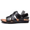 England Cow Leather Men Sandals Shoes Black Brown Hand Sewing Summer Breathable Beach Man Footwear