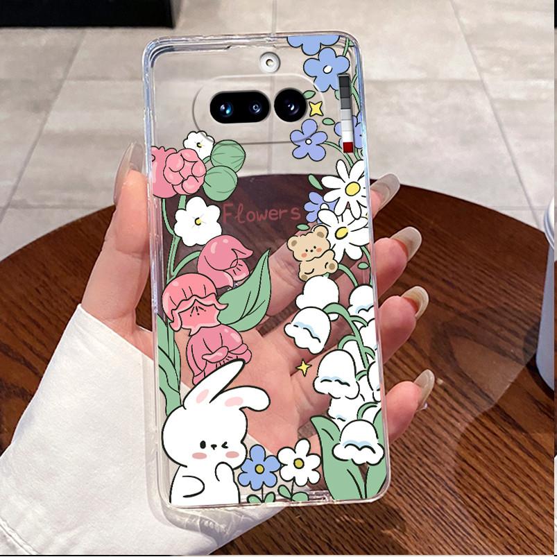 For Nothing Phone 4a 5G Case Clear Luxury Cute Love Rabbit Funny Pattern TPU Soft Silicone Back Cover For Nothing 4A 4 A Casing
