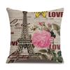 Linen Pillowcase American Rustic Rose Sofa Cushion Cover Retro Style Car Home Soft Decoration