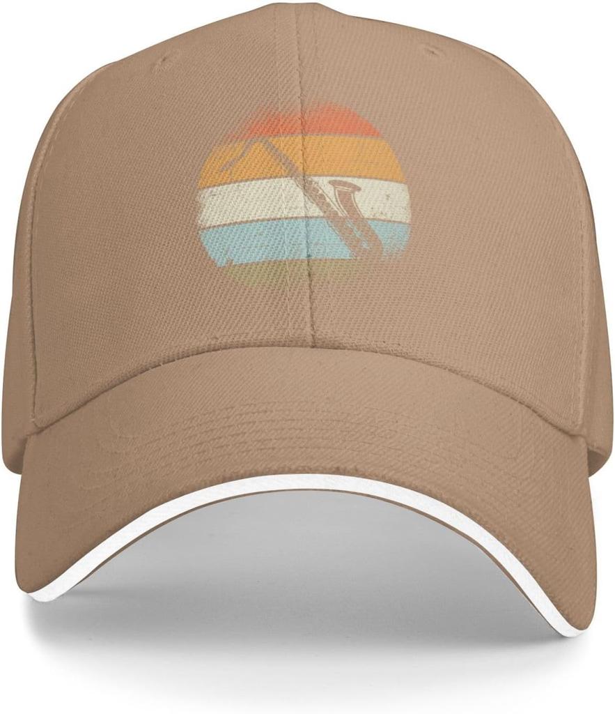 Retro Saxophone Sunset Print Baseball Cap Vintage Adjustable Cotton Casual Hat for Unisex Adults