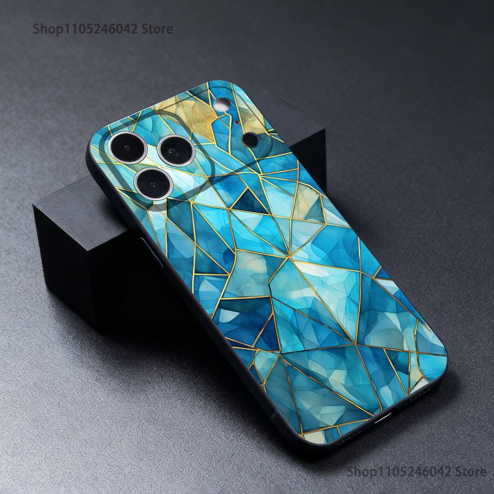 

Colorful Glass Phone Case For iPhone 17,16,15,14,13,12,11,Pro,Max,Plus Black Soft Cover iPhone15promax