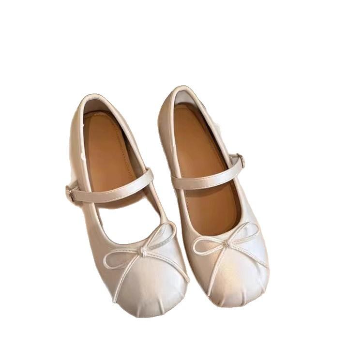 4,5 cm innere Höhenzunahme Französischer Feenstil Schleife Flacher Mund Einzelne Schuhe Damen 2025 neu Weich besohlte Ballerinas