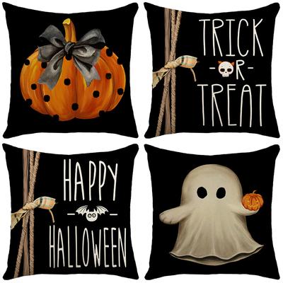 Kissenbezug mit Kürbis-Geister-Aufdruck, Trick or Treat, Happy Halloween-Dekorationen, Kissenbezug, 45 x 45 cm, dekorativer Kissenbezug für Sofas