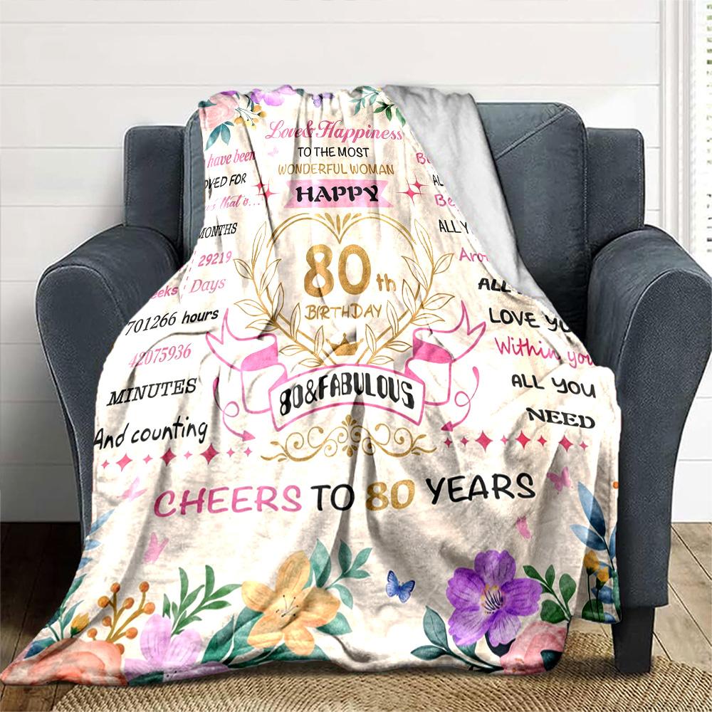 80Th Birthday Celebration Throw Blanket Warmthful Decor Versatile for Sofa Couch Office Bed Picnics Ideal for All Seasons Warmthful Gift Y22