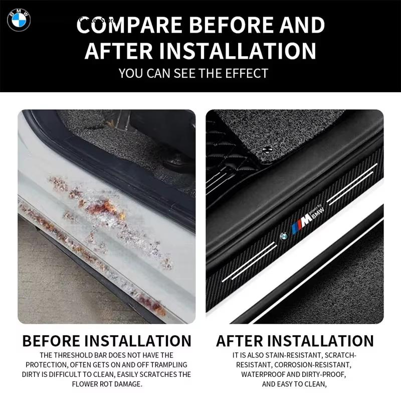 BMW Carbon Fiber Door Sill Protector Sticker, Anti-scratch M Power Door Entry Guard Fit for BMW 3 Series 5 Series X1 X3 X5 X6 1/ EKQNR1