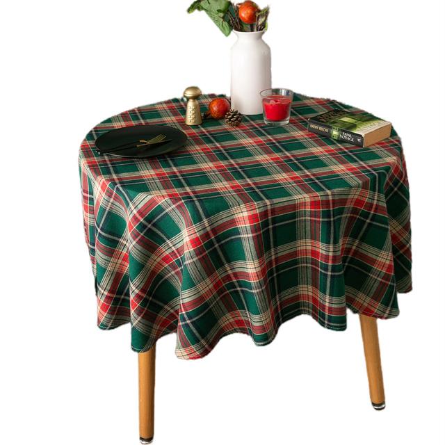 

England Green Plaid Tablecloth Christmas Holiday Checkered Fabric Round Rectangular Cover For Picnic Party Decor 60cm X 60cm