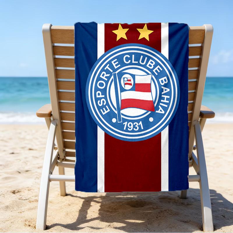 Bahia Fc Crest Emblem Printed Beach Towel, Super Soft Microfiber, Perfect Gift Birthday, for Pool, Beach, Travel, for Family and Friends