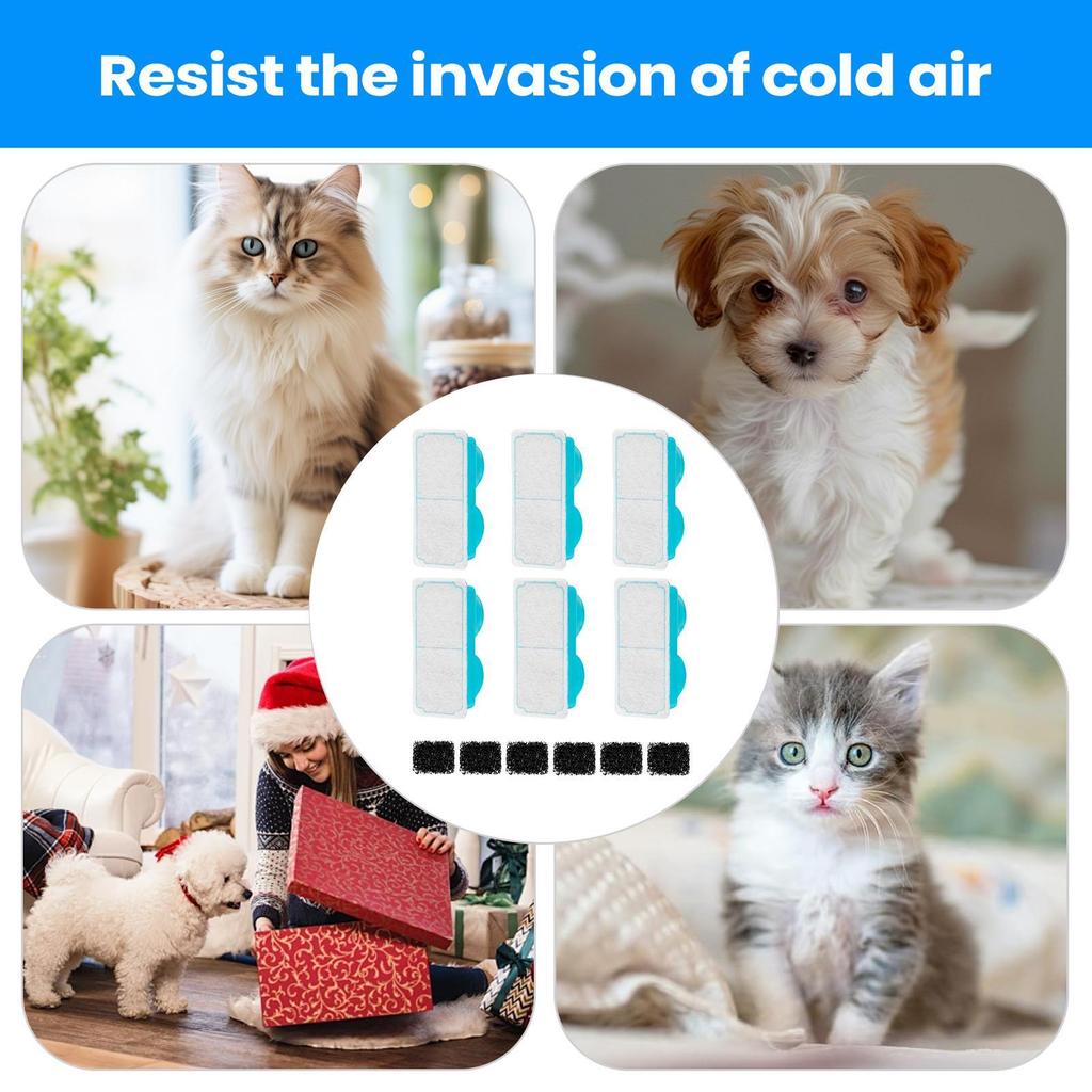 6 Pack Cat Water Fountain Filter with Sponge - Activated Carbon Odor Removing Replacement Cartridge for Pet Drinking Dispenser