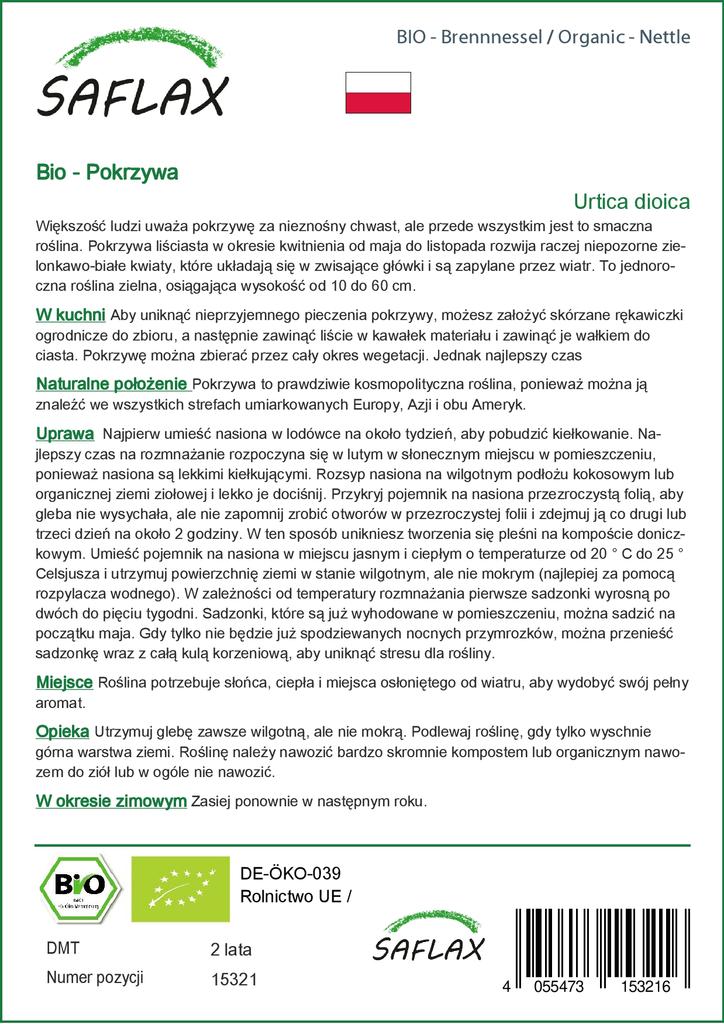 SAFLAX Garden In the Bag - Organic - Nettle - 2000 Seeds - With Substrate In a Fitting Stand Up Bag - Urtica Dioica