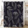 Modern Floral Shower Curtain Fabric Waterproof Bathroom Decor Printing Home Decoration Black Grey