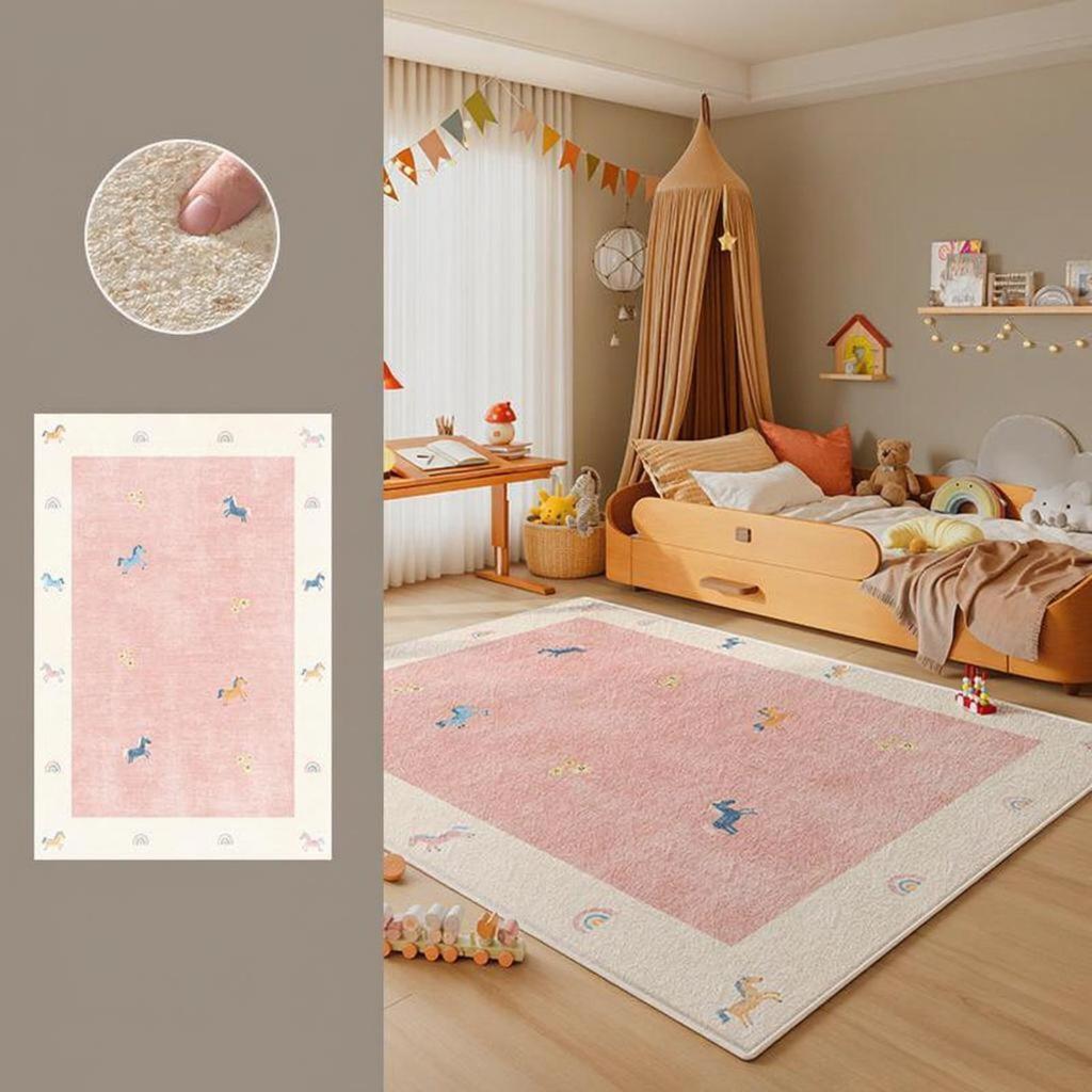 Play Mat, Kids Rug for Bedroom, Educational Crawling Cute Dopamine Design Rainbow Pony 140