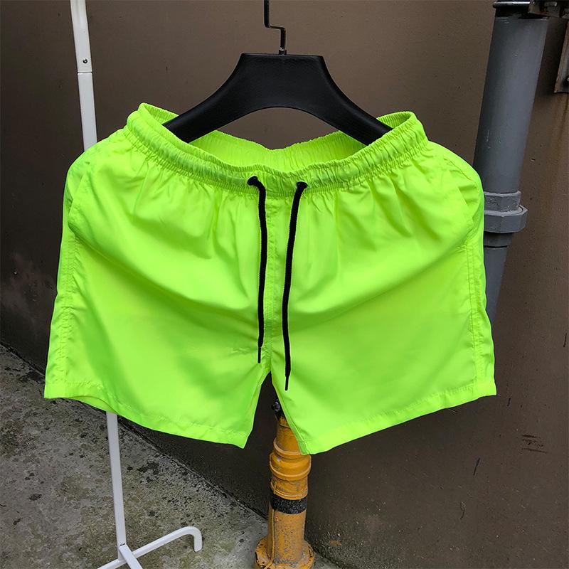 

Мужские быстросохнущие пляжные шорты цвета карамели - модная спортивная одежда свободного кроя M неоновый зеленый