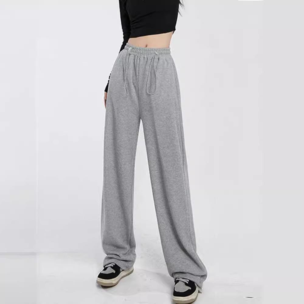 Women's High Waist Drawstring Wide Leg Pants Loose Fit Joggers Straight Leg Trousers Spring Casual Commuter Sweatpants