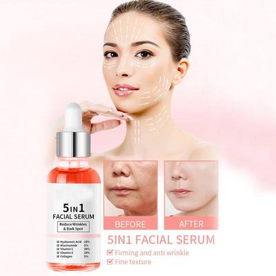 5 IN 1 Face Serum,Collagen Hyaluronic Acid Niacinamide Vitamin C Vitamin E SkinCare Essence