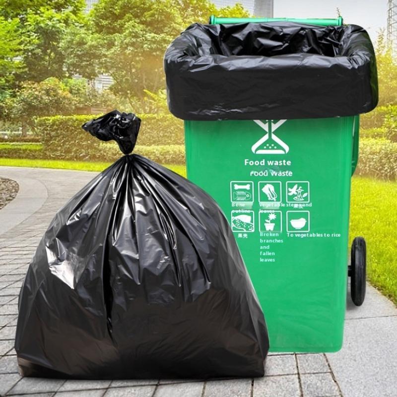 100Pcs 50X60Cm Black Outdoor Disposable Plastic Garbage Bag, Large Capacity And Thickness, Leak-Proof And Durable