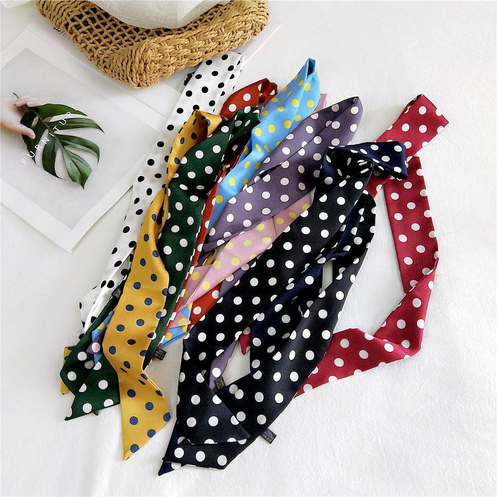New Polka Dot Small Scarves Women'S Spring Styles Fashionable And Versatile Autumn And Winter Long Bags Wrist Scarves Decoration