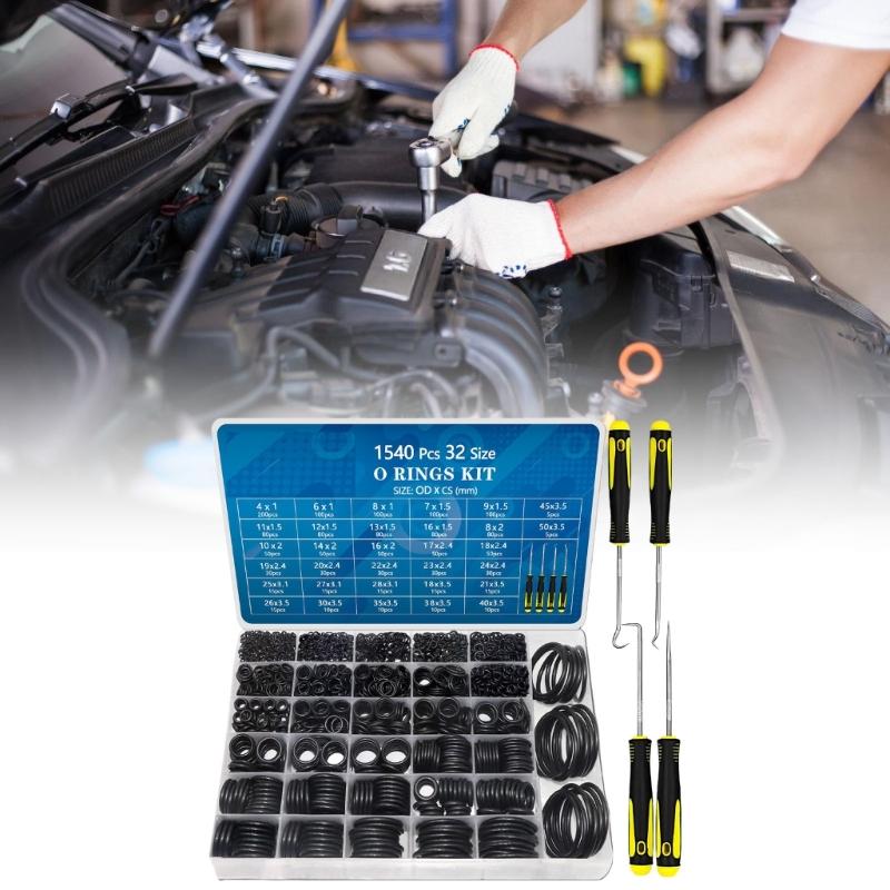 Nitrile Rubber O Rings Assortment Including Pick Tool For Plumbing Faucets And High Pressures Cleaning Equipment Repairs