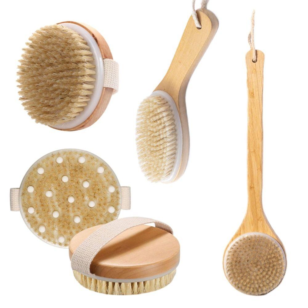 Durable Boar Bristle Body Brush Natural Soft Shower Brushes Wooden Massage Brush for Exfoliation