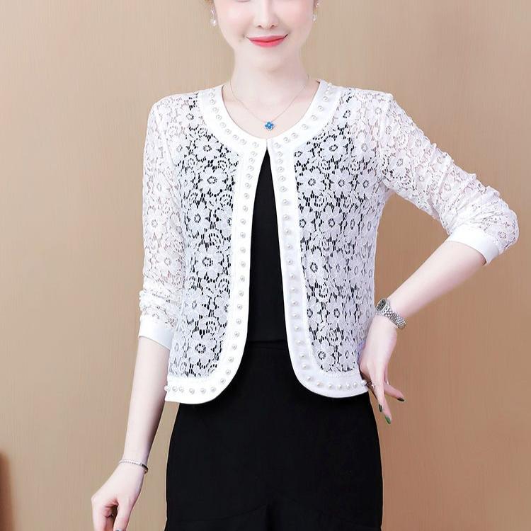 Summer Thin Plus Lace Shawl Short Jacket Paired with Skirt and Cardigan for Sun Protection