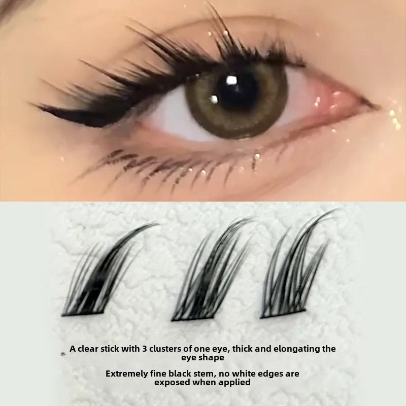 Mengji Shangpin Cool Fox Serie: 12-Reihen Natürliche Dicke Falsche Wimpern mit großer Kapazität, Schräger Fliegenstil, Segmentierte Comic-Büschel.