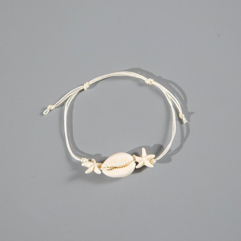 Bohemian Starfish Turtle Elastic Bracelet, Summer Vacation Wind Shell Adjustable Hand Rope Jewelry for Women