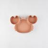 Baby Safe Silicone Dining Plate Suction Cartoon Children Dishes Feeding Toddler Training Tableware Kids Cartoon Crab 3-Grid Tray