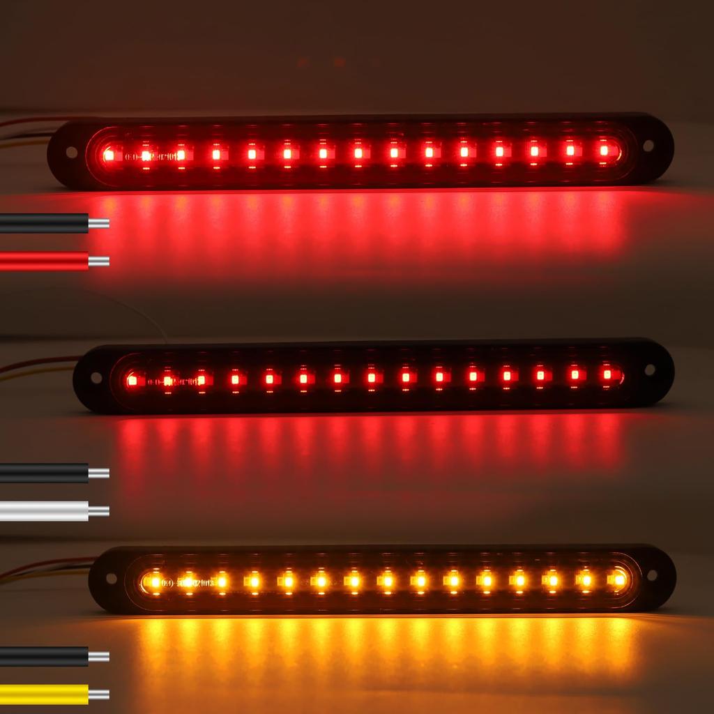 12V Red LED Stop Lamp with 30 LED High Visibility for Rearward Easy Waterproof and with Brake Warning Can Also Be Used As a Taillight or Third Brake