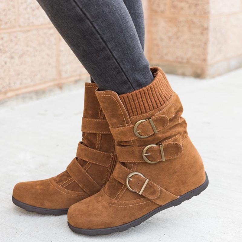 Botines de ante con hebillas y tacón bajo para señora comprar a buen precio  — entrega gratuita, reseñas reales con fotos — Joom
