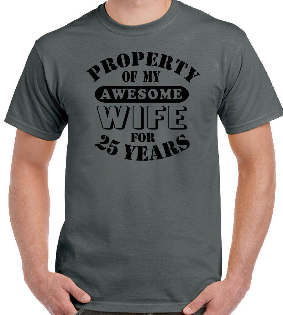 26 25th Wedding Anniversary T-Shirt My Awesome Wife Mens Funny Gift 25 Year Husband Unisex T-Shirt XL